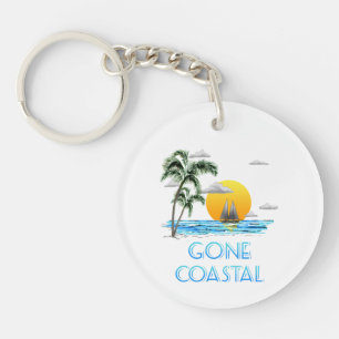 Funny Gone Coastal Nautical Sailing Sunset Key Ring