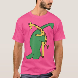 Funny Good Boys Dinosaur Hugging A Giraffe T-Shirt