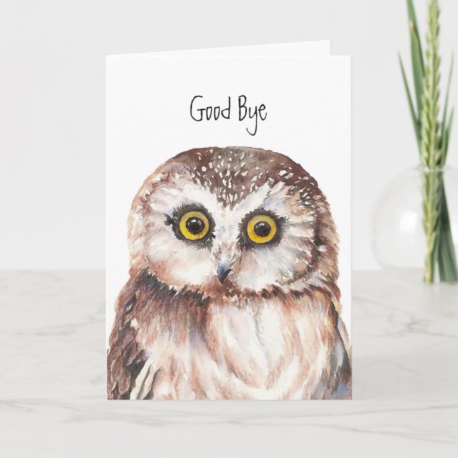 Funny, Good Bye -I'll Miss You Owl, Cute Owl Card (Front)