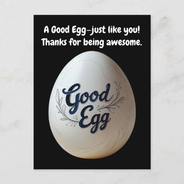 Funny Good Egg Appreciation – Thank You Note Postcard (Front)