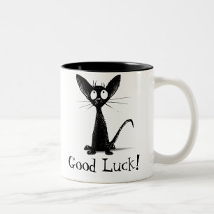 Funny Good Luck Black Cat Two-Tone Coffee Mug
