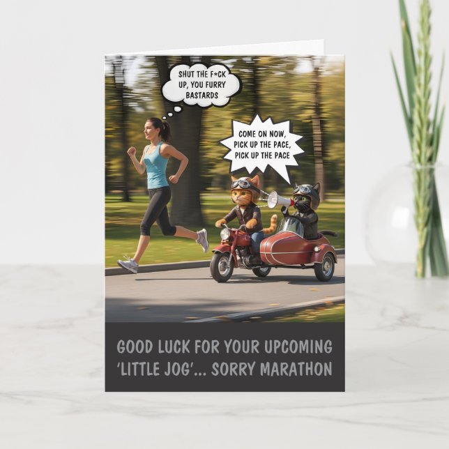 Funny Good Luck Marathon Runner Themed Card (Front)