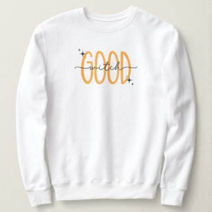 Funny Good Witch Modern Halloween Orange Black  Sweatshirt