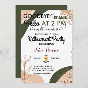Funny Goodbye Tension Hello Retirement Party  Invitation