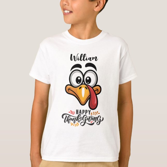 Funny Goofy Turkey Face Personalised Cartoon T-Shirt (Front)