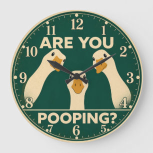 Funny Goose Bathroom Are You Pooping Large Clock