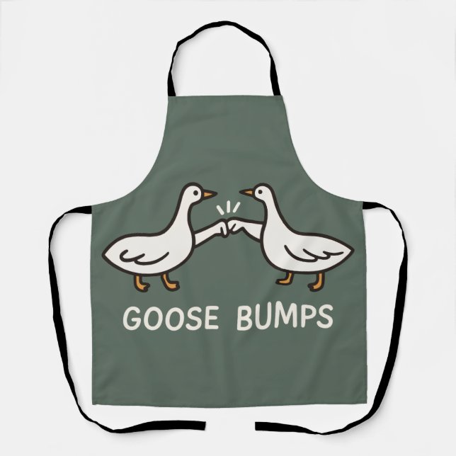 Funny Goose Bumps Cartoon | Fist Bump Geese Animal Apron (Front)