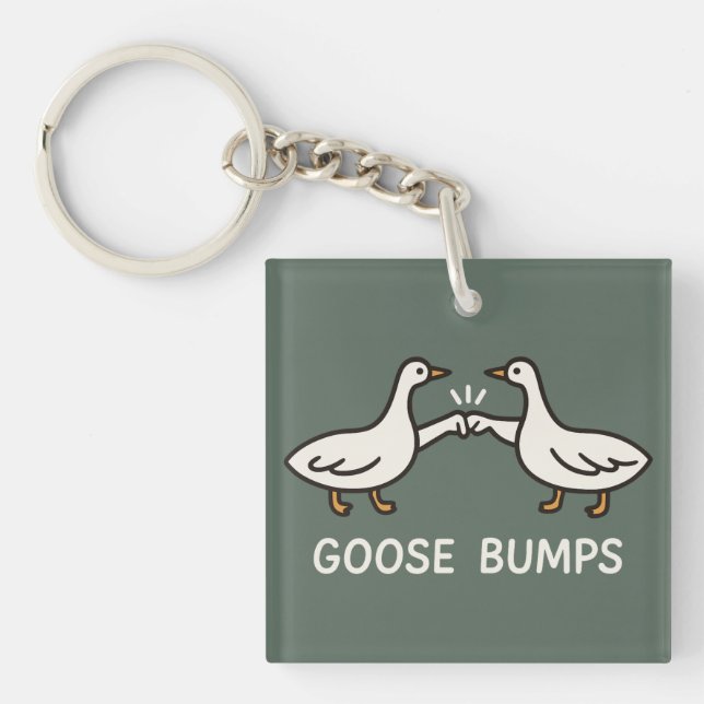 Funny Goose Bumps Cartoon | Fist Bump Geese Animal Key Ring (Front)