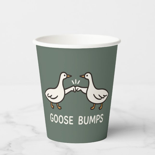 Funny Goose Bumps Cartoon | Fist Bump Geese Animal Paper Cups (Front)