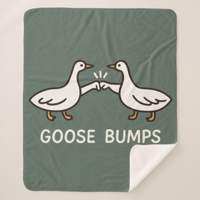 Funny Goose Bumps Cartoon | Fist Bump Geese Animal Sherpa Blanket (Front)