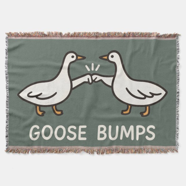 Funny Goose Bumps Cartoon | Fist Bump Geese Animal Throw Blanket (Front)