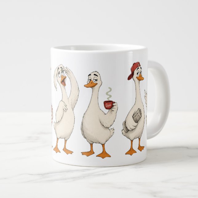 Funny Goose Character Set Large Coffee Mug (Front Right)