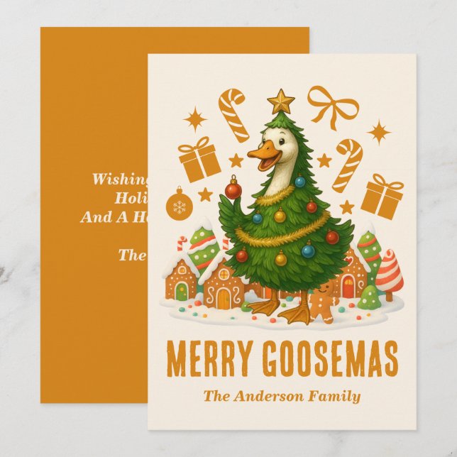 Funny Goose Christmas Tree | Holiday Greeting Card (Front/Back)