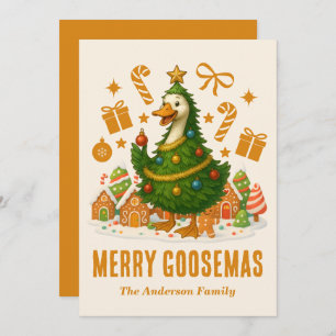 Funny Goose Christmas Tree   Holiday Greeting Card