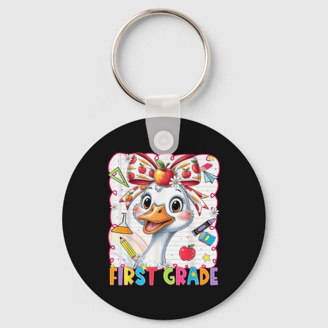 Funny Goose Coquette Bow First Grade Back To Schoo Key Ring (Front)