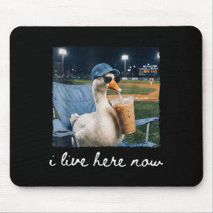 Funny Goose Duck Live Here Baseball Ballfield Meme Mouse Mat