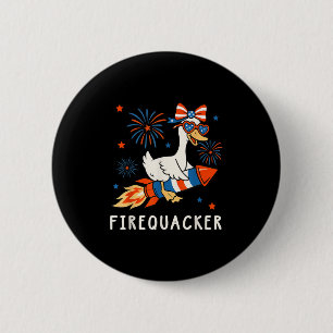 Funny Goose Fourth Of July Firequacker Independenc 6 Cm Round Badge
