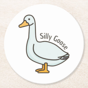 Funny Goose, Goose Lover, Silly Goose Round Paper Coaster