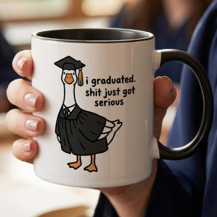 Funny Goose Graduation Senior Class 2026 Graduate  Two-Tone Coffee Mug
