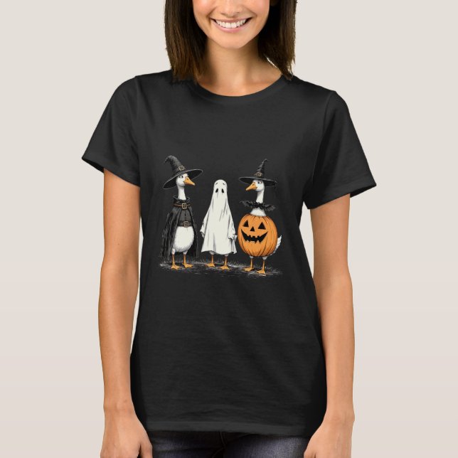 Funny Goose Halloween Shirt Witch Ghost Pumpkin Gr (Front)