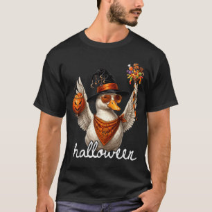 Funny goose halloween witch pumpkin ghost goose T-Shirt