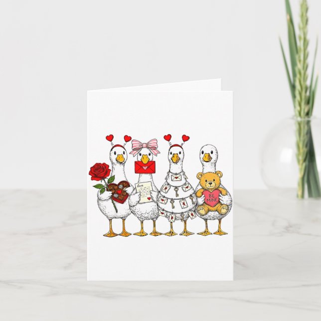 Funny Goose Happy Valentine Goose Cute Heart Lover Card (Front)