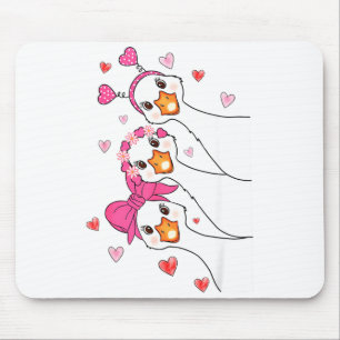 Funny Goose Happy Valentine Goose Cute Heart Lover Mouse Mat