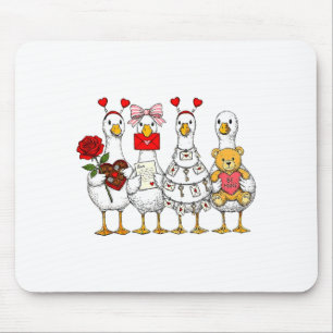 Funny Goose Happy Valentine Goose Cute Heart Lover Mouse Mat