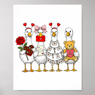 Funny Goose Happy Valentine Goose Cute Heart Lover Poster