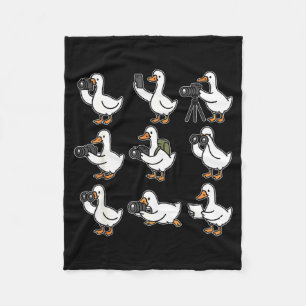 Funny Goose Photographer Photography Camera Photo Fleece Blanket