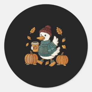 Funny Goose Pumpkin Thanksgiving Autumn Fall Yall Classic Round Sticker