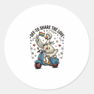 Funny Goose Scooter Love Vintage Shirt Design_1 Classic Round Sticker