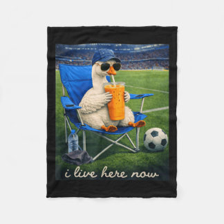 Funny Goose Soccer I Live Here Now Fleece Blanket