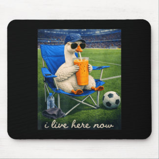 Funny Goose Soccer I Live Here Now Mouse Mat
