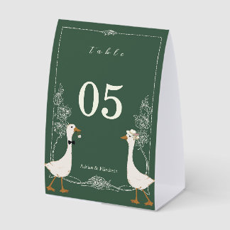 Funny Goose Wedding Custom Names Rustic Green