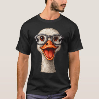 Funny Goose With Glasses T-Shirt – Cute Nerd Duck 