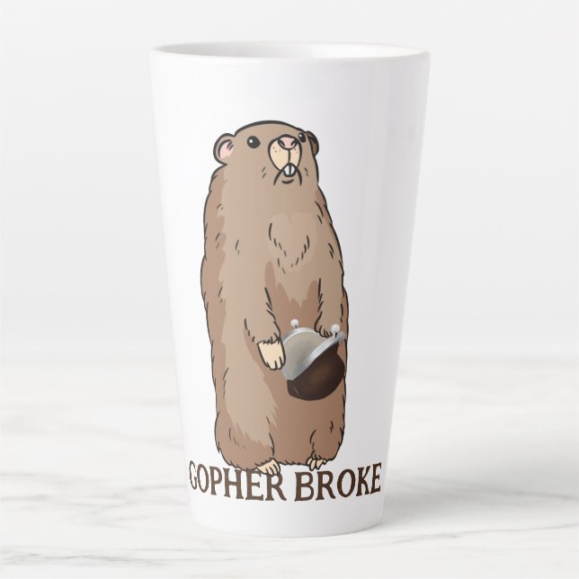 Funny Gopher Broke Latte Mug (Front)
