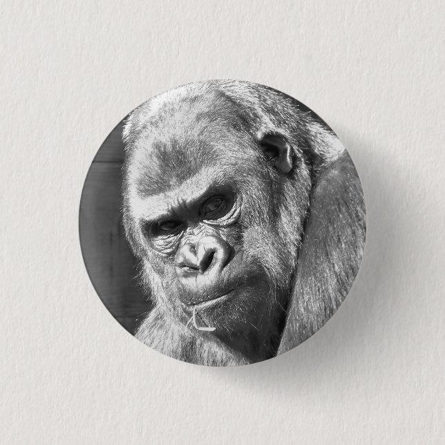 FUNNY GORILLA 3 CM ROUND BADGE (Front)
