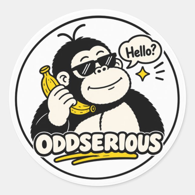 Funny Gorilla Banana Phone Sticker (Front)