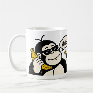 Funny Gorilla Banana Phone Sticker Coffee Mug
