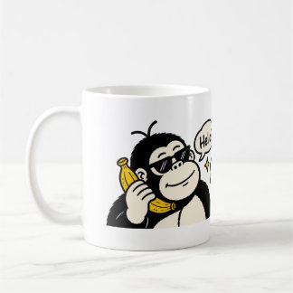 Funny Gorilla Banana Phone Sticker Coffee Mug