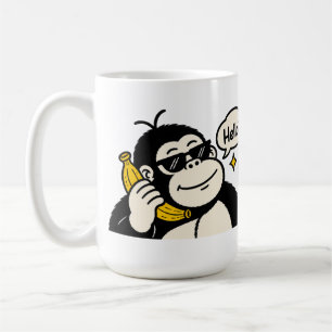 Funny Gorilla Banana Phone Sticker Coffee Mug