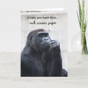 Funny Gorilla Birthday, rock scissors paper Card