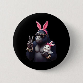 Funny Gorilla Bunny Cool Easter, Cute &amp; Edgy A 6 Cm Round Badge