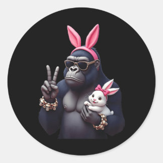 Funny Gorilla Bunny Cool Easter, Cute &amp; Edgy A Classic Round Sticker