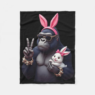 Funny Gorilla Bunny Cool Easter, Cute &amp; Edgy A Fleece Blanket