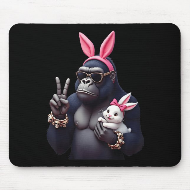 Funny Gorilla Bunny Cool Easter, Cute &amp; Edgy A Mouse Mat (Front)