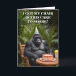 Funny Gorilla Celebrating in Jungle Birthday Card<br><div class="desc">Kick back in the jungle with this laid-back gorilla,  enjoying cake and good vibes in a wild celebration!</div>