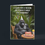 Funny Gorilla Celebrating in Jungle Birthday Card<br><div class="desc">Kick back in the jungle with this laid-back gorilla,  enjoying cake and good vibes in a wild celebration!</div>
