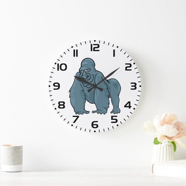Funny Gorilla Cool Blue Ape Animal Design  Large Clock (Creator Uploaded)